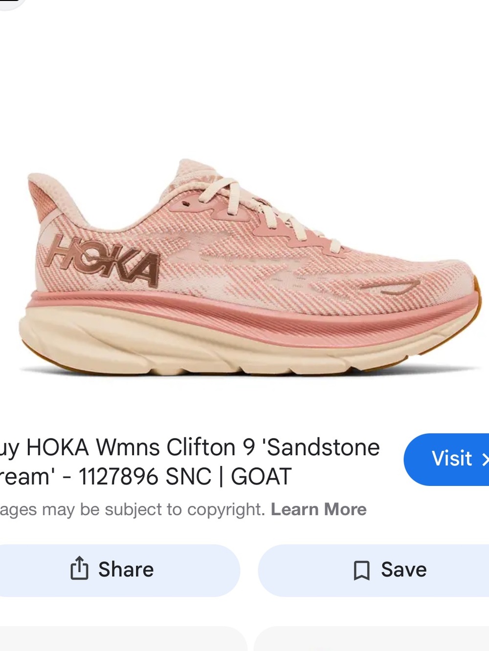 Hoka Womens Clifton 9 Sandstone Cream